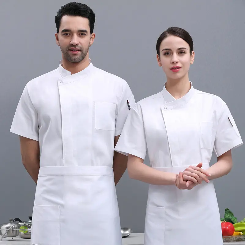 Summer Hotel Kitchen Clothes Men's Western Restaurant Chef Jacket Restaurant Cook Uniform Bakery Bake Cafe Waiter Work Shirt