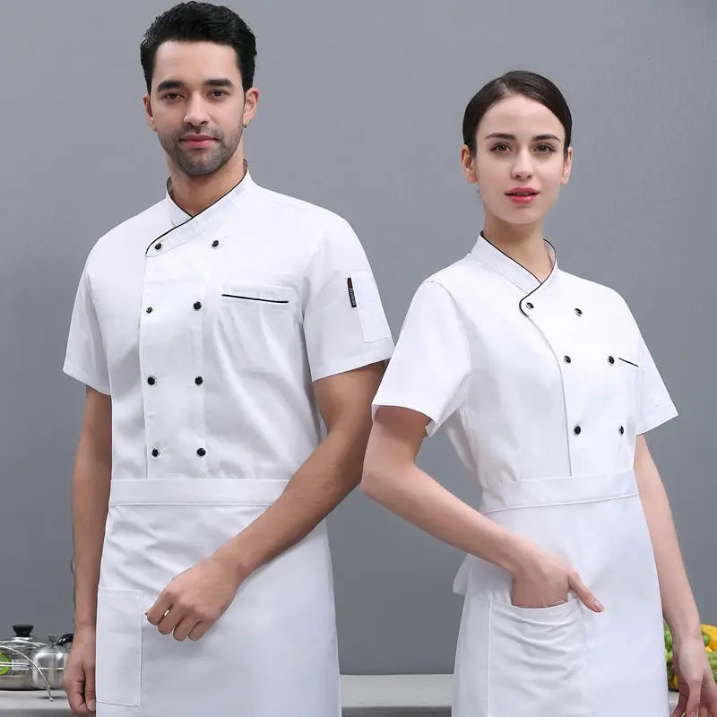 Summer Hotel Kitchen Clothes Men's Western Restaurant Chef Jacket Restaurant Cook Uniform Bakery Bake Cafe Waiter Work Shirt
