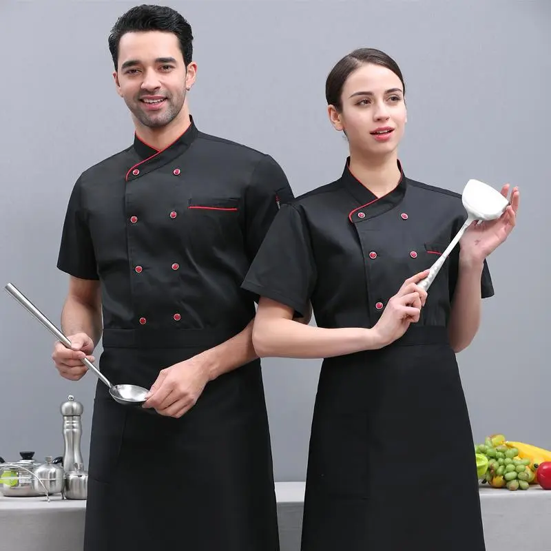 Summer Hotel Kitchen Clothes Men's Western Restaurant Chef Jacket Restaurant Cook Uniform Bakery Bake Cafe Waiter Work Shirt