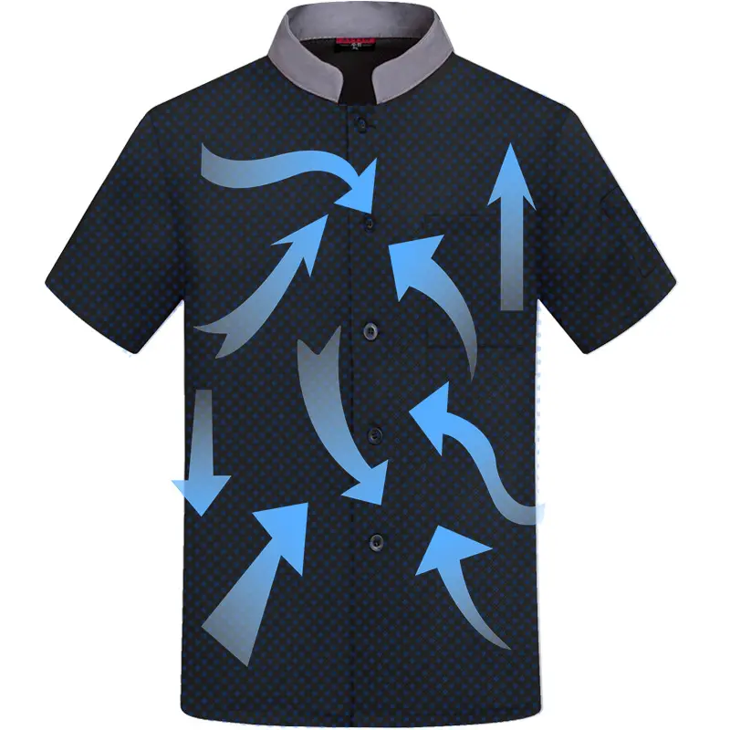 Short Sleeve Chef Shirt Hotel Cooking Uniform Summer Work Clothes Restaurant Kitchen Jackets 360°Breathable Mesh Design Overalls