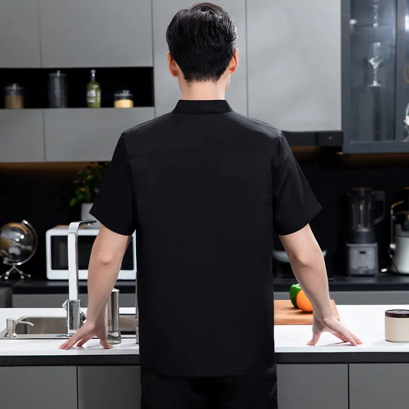 Catering Chef Work Clothes Men's Short-sleeved Summer Clothes Hotel Restaurant Canteen Baking Pastry Kitchen Cook uniform