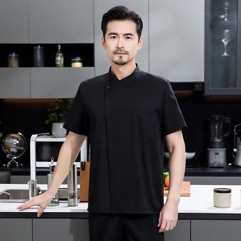 Catering Chef Work Clothes Men's Short-sleeved Summer Clothes Hotel Restaurant Canteen Baking Pastry Kitchen Cook uniform