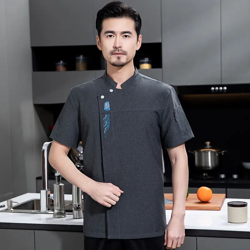Customized Logo for Chef Uniform Restaurant kitchen Cooking Shirt Short sleeves Hotel Catering Waiter Costume Bakery Overalls