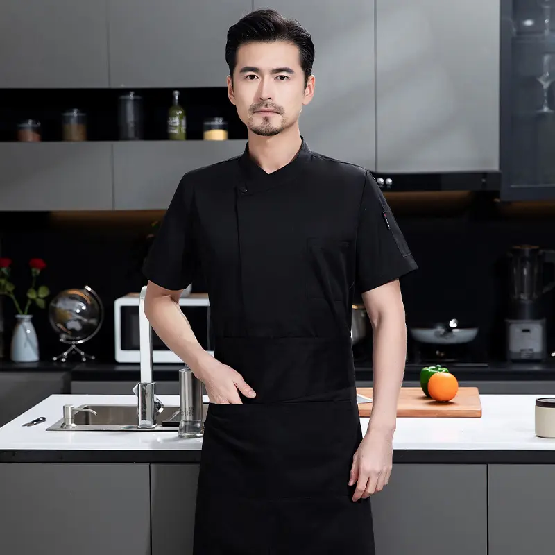 Catering Chef Work Clothes Men's Short-sleeved Summer Clothes Hotel Restaurant Canteen Baking Pastry Kitchen Cook uniform
