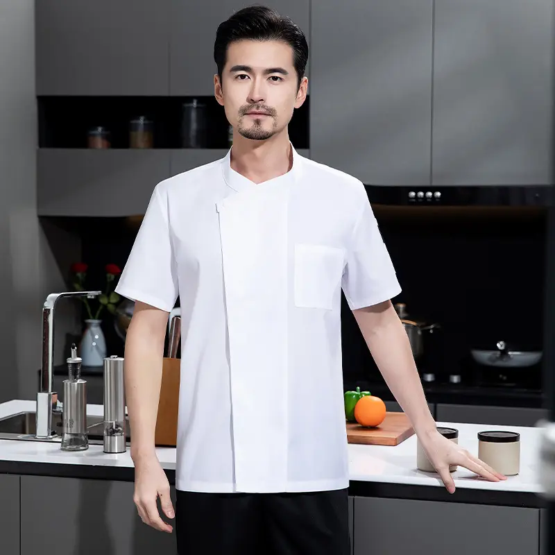 Catering Chef Work Clothes Men's Short-sleeved Summer Clothes Hotel Restaurant Canteen Baking Pastry Kitchen Cook uniform