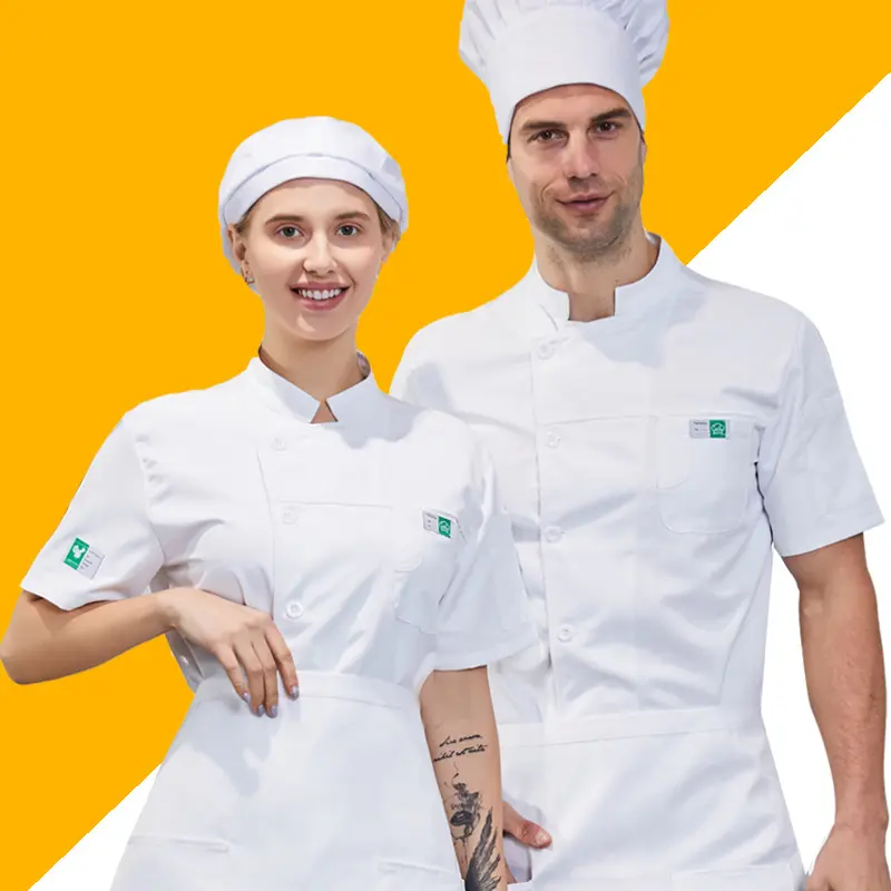 Summer Restaurant Kitchen Uniform Unisex Chef Clothes Hotel Cook Jacket Breathable Mesh Design Shirt Bakery Cafe Waiter Overalls