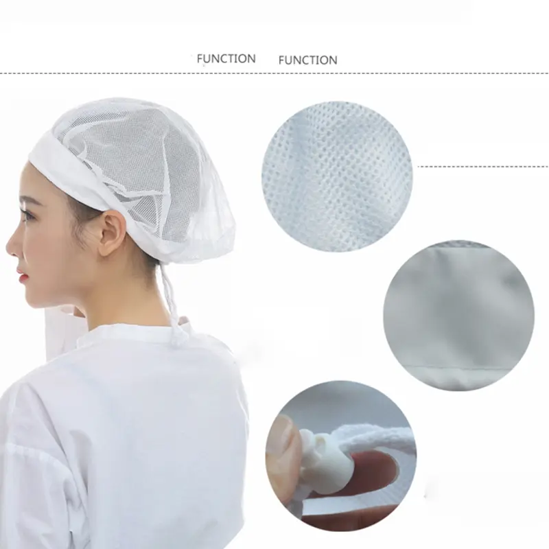 men and women workshop canteen hat chef hat breathable mesh red Food caps Adjustable net caps breathable sanitary dust cap