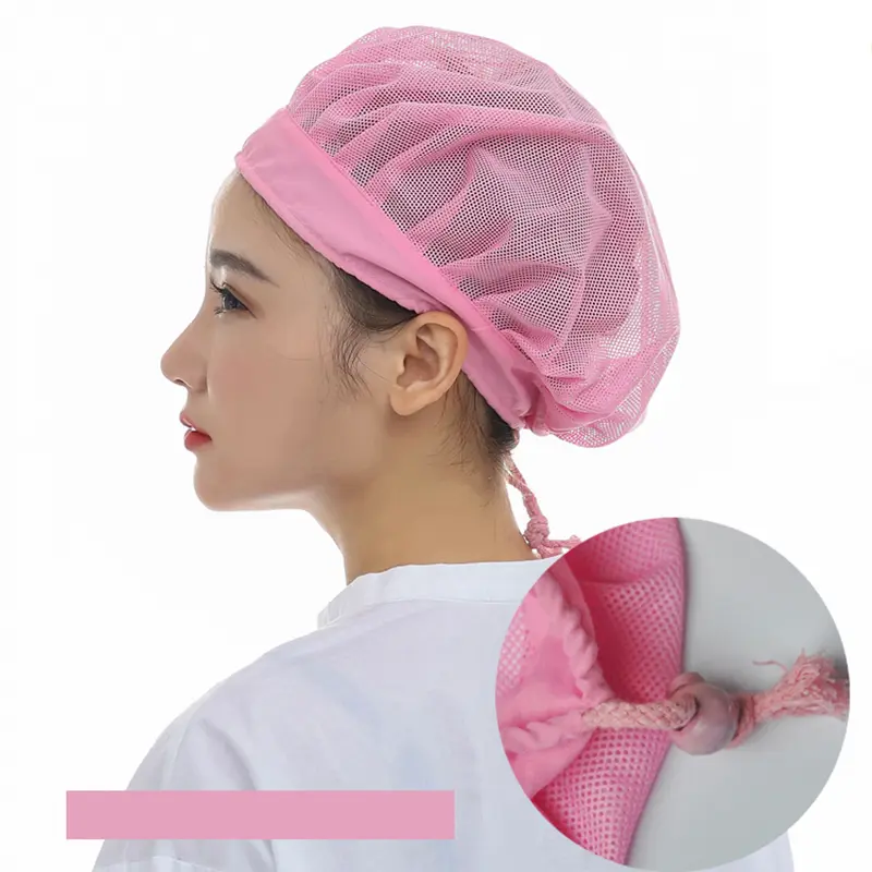men and women workshop canteen hat chef hat breathable mesh red Food caps Adjustable net caps breathable sanitary dust cap