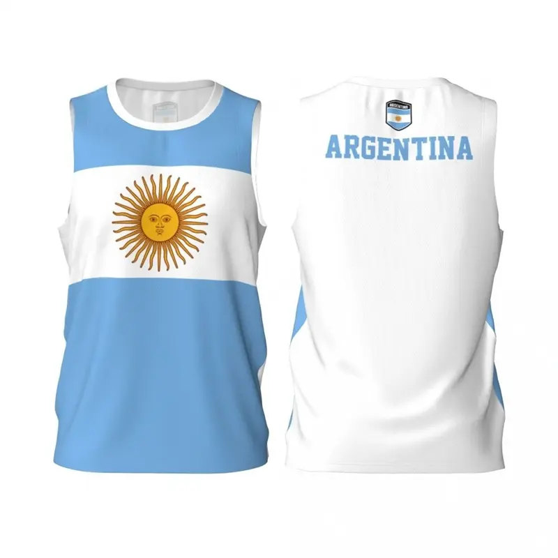 Argentina Flag Graphic Tank Top Simple Fashion Men Women 3D Printed Basketball Jersey Tees Loose Sports Sleeveless T Shirts Vest