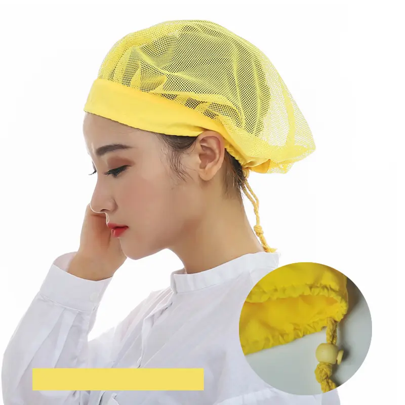 men and women workshop canteen hat chef hat breathable mesh red Food caps Adjustable net caps breathable sanitary dust cap