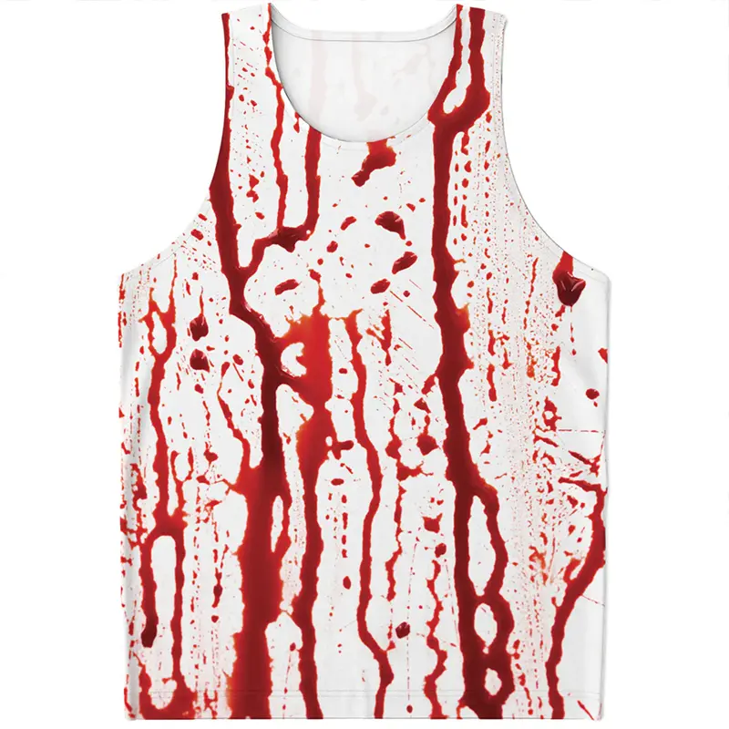 Horror Blood Pattern Tank Tops For Men Summer Fashion Streetwear Hip Hop 3D Printed Sleeveless T Shirts Trend Oversized Vest Tee