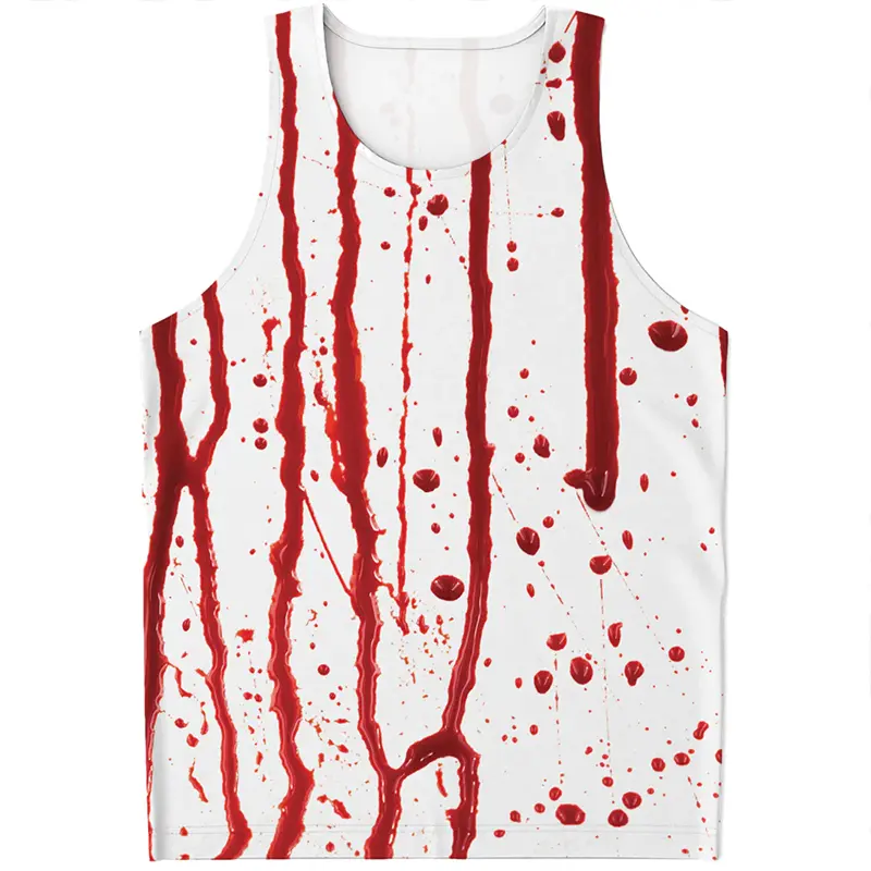 Horror Blood Pattern Tank Tops For Men Summer Fashion Streetwear Hip Hop 3D Printed Sleeveless T Shirts Trend Oversized Vest Tee