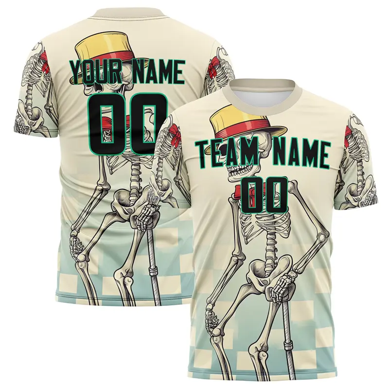 Customized Team Name Number Name Football T-shirts Personalized DIY Skull Graphic Sports T Shirt Loose Quick Dry Team Uniforms