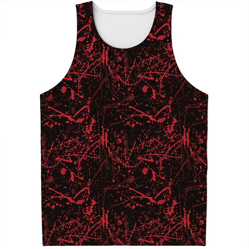 Horror Blood Pattern Tank Tops For Men Summer Fashion Streetwear Hip Hop 3D Printed Sleeveless T Shirts Trend Oversized Vest Tee