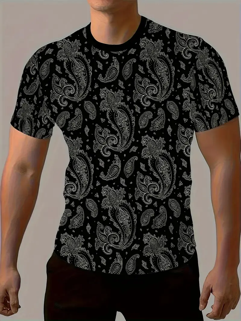 Fashion Paisley Graphic T Shirts For Men Summer Trendy Streetwear 3D Printed T-shirts Cool Oversized Breathable O Neck Tees Tops