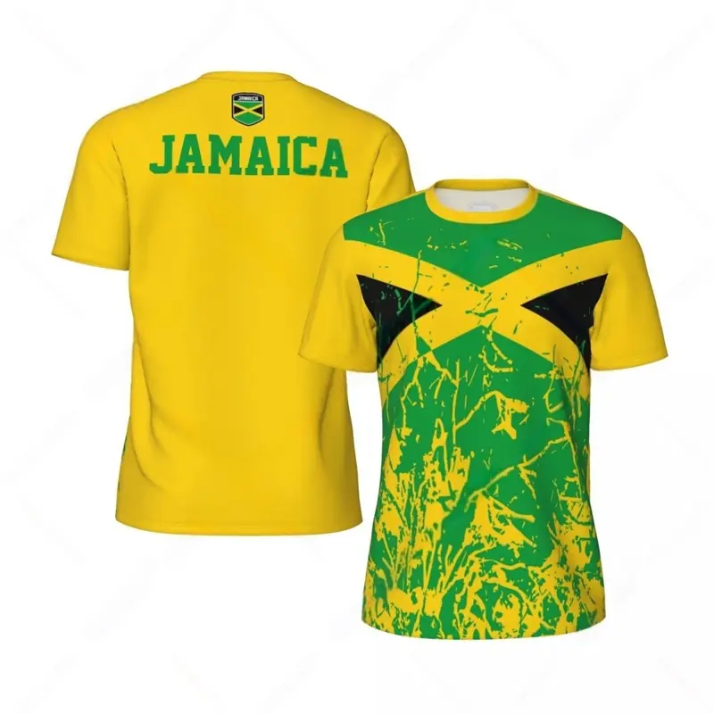 Fashion Jamaica Flag Graphic Football T Shirts For Men Summer Trend 3D National Emblem Printed T-shirts Casual Oversized Tees