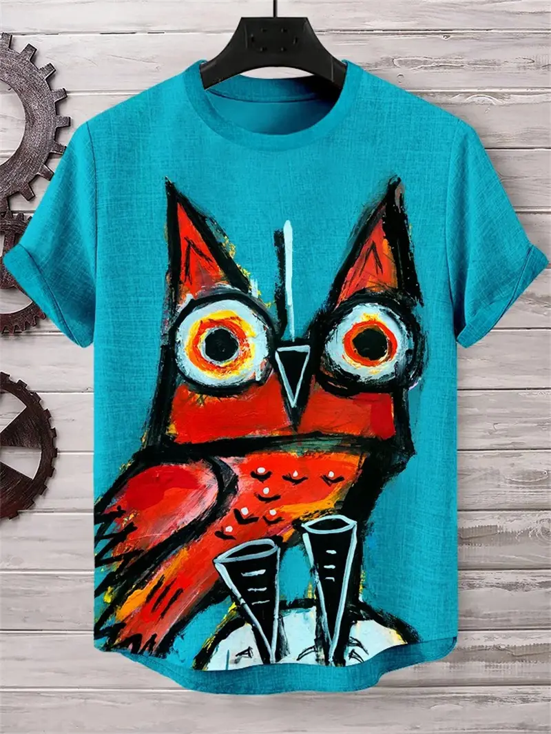 Fashion Cat Graphic T Shirts For Men Summer Trend Short Sleeve 3D Printed Kids O Neck Tees Loose Streetwear Harajuku Y2k T-shirt