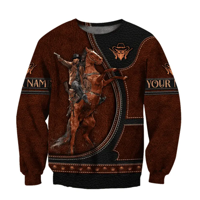 Western-style Cowboy 3D Print Sweatshirt For Mens Clothing Cosplay Round Neck Pullover Streetwear Hip-hop Sportswear Hombre Top