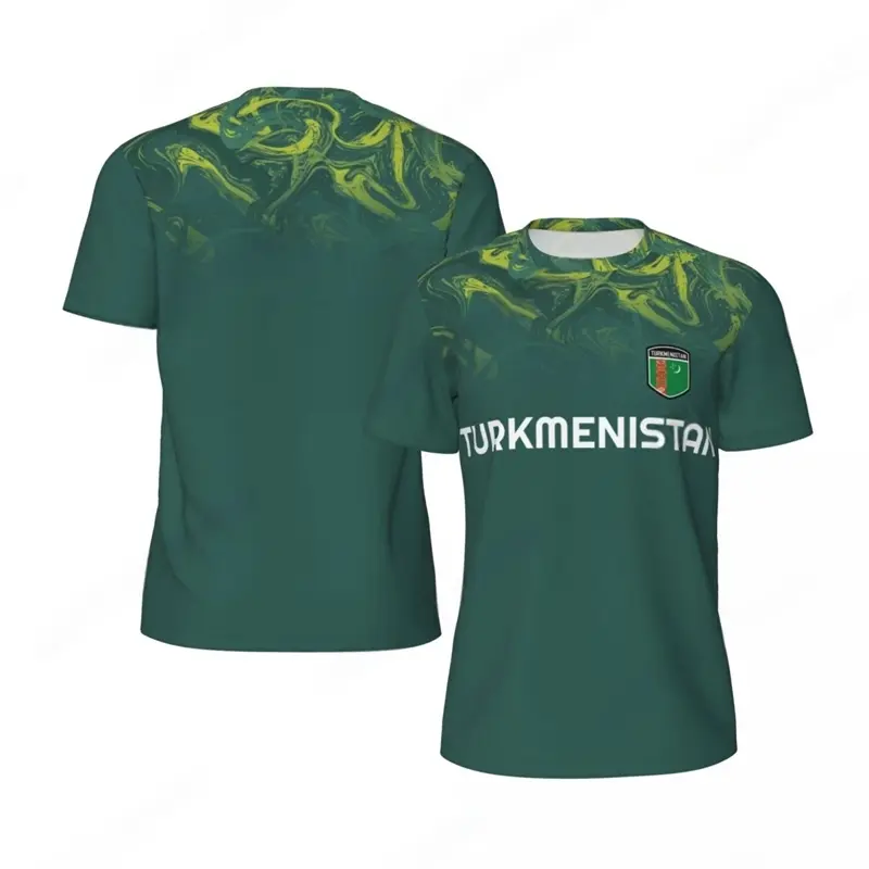 Fashion Turkmenistan Flag Graphic Football T Shirts For Men Trend 3D National Emblem Print Sports T-shirts Loose Breathable Tees
