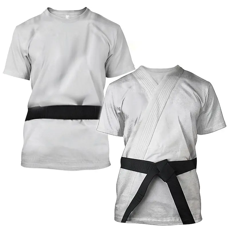 Fashion Karate Pattern T-shirts Summer Trend Short Sleeve Crew Neck Mens 3D Printed T Shirt Loose Sports Gym Quick Dry Tees Tops