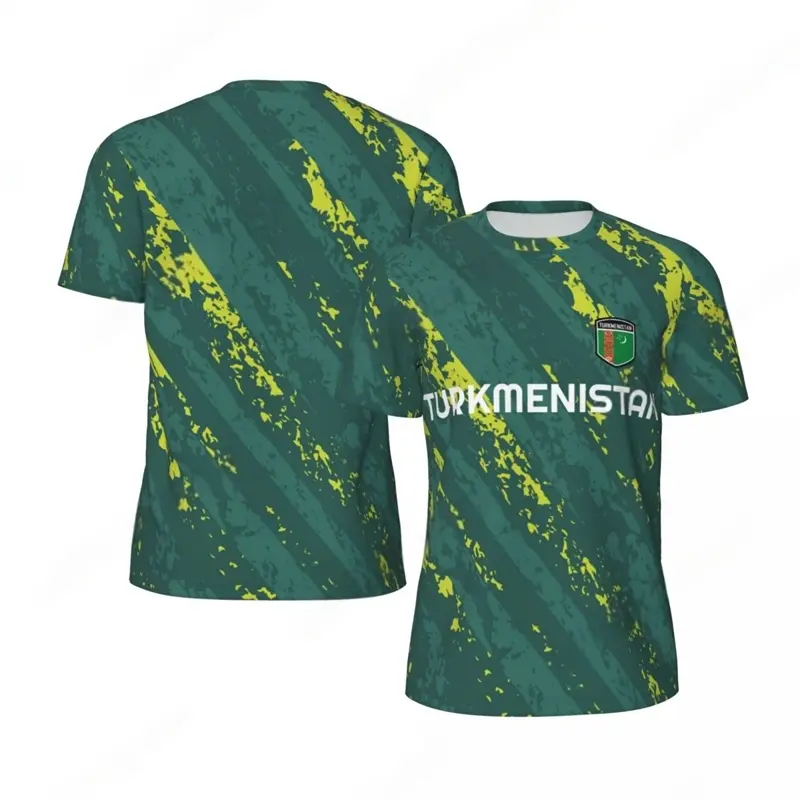 Fashion Turkmenistan Flag Graphic Football T Shirts For Men Trend 3D National Emblem Print Sports T-shirts Loose Breathable Tees