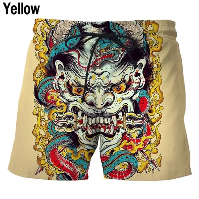 Trendy Japanese Samurai Graphic Short Pants For Men Fashion Summer Streetwear 3D Printed Beach Shorts Cool Harajuku Swim Trunks