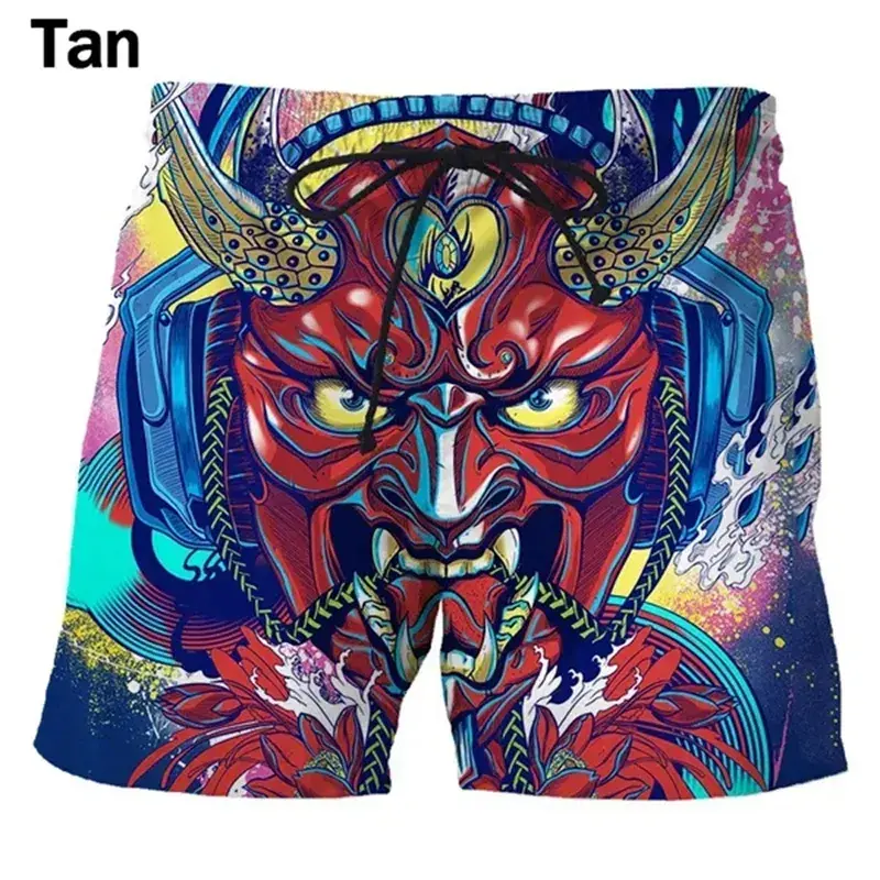 Trendy Japanese Samurai Graphic Short Pants For Men Fashion Summer Streetwear 3D Printed Beach Shorts Cool Harajuku Swim Trunks