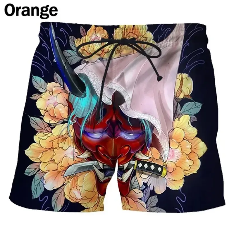 Trendy Japanese Samurai Graphic Short Pants For Men Fashion Summer Streetwear 3D Printed Beach Shorts Cool Harajuku Swim Trunks