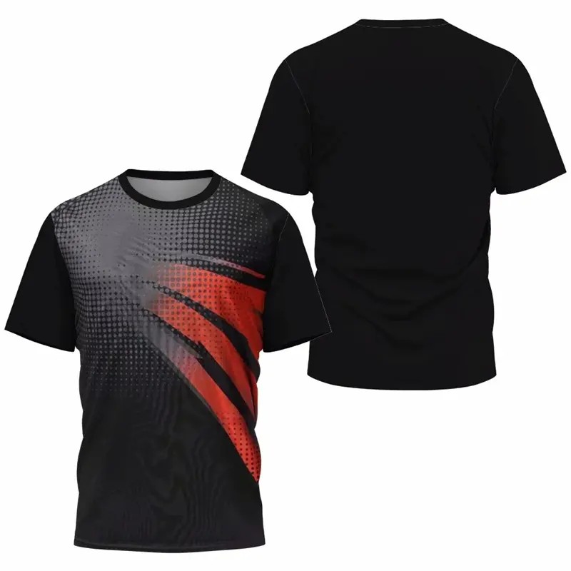 Fashion Quick Dry Mens Sports T Shirts Summer Trend Short Sleeve 3D Printed T-shirts Loose Breathable Fitness Table Tennis Tops
