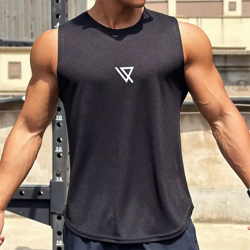 Simple Geometric Patterns Tank Tops For Men Fashion Summer Sleeveless 3D Printed Sports Vest Loose Quick Dry Fitness Tees Tops