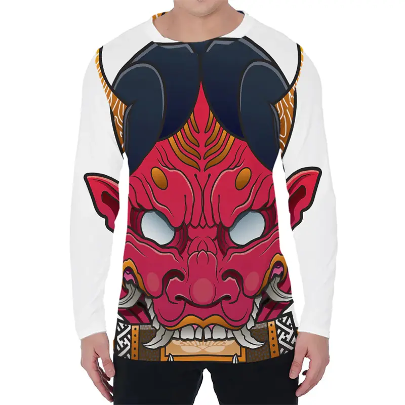 Fashion Japanese Demon Pattern T-shirt Trend Spring Autumn Long Sleeve 3D Printed Mens T Shirt Loose Streetwear Harajuku Tees