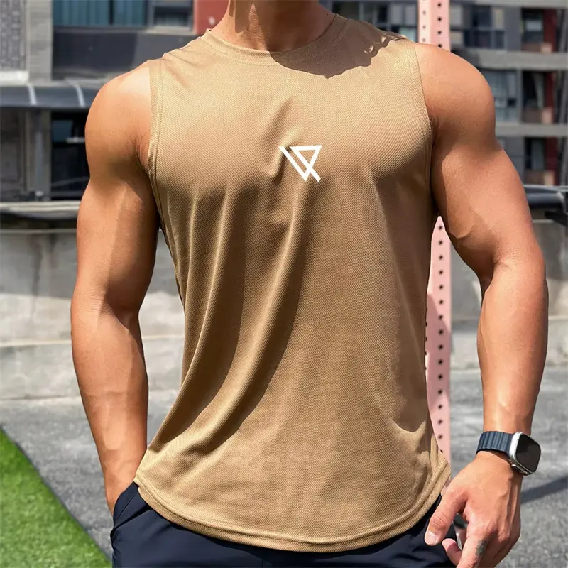 Simple Geometric Patterns Tank Tops For Men Fashion Summer Sleeveless 3D Printed Sports Vest Loose Quick Dry Fitness Tees Tops