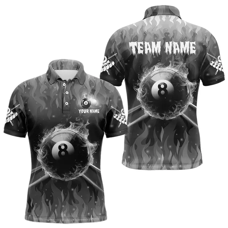 Fashion Billiards Graphic Polo Shirts For Men Personalized Custom Name 3D Printed Sports Polo Shirt Trend Breathable Loose Tops