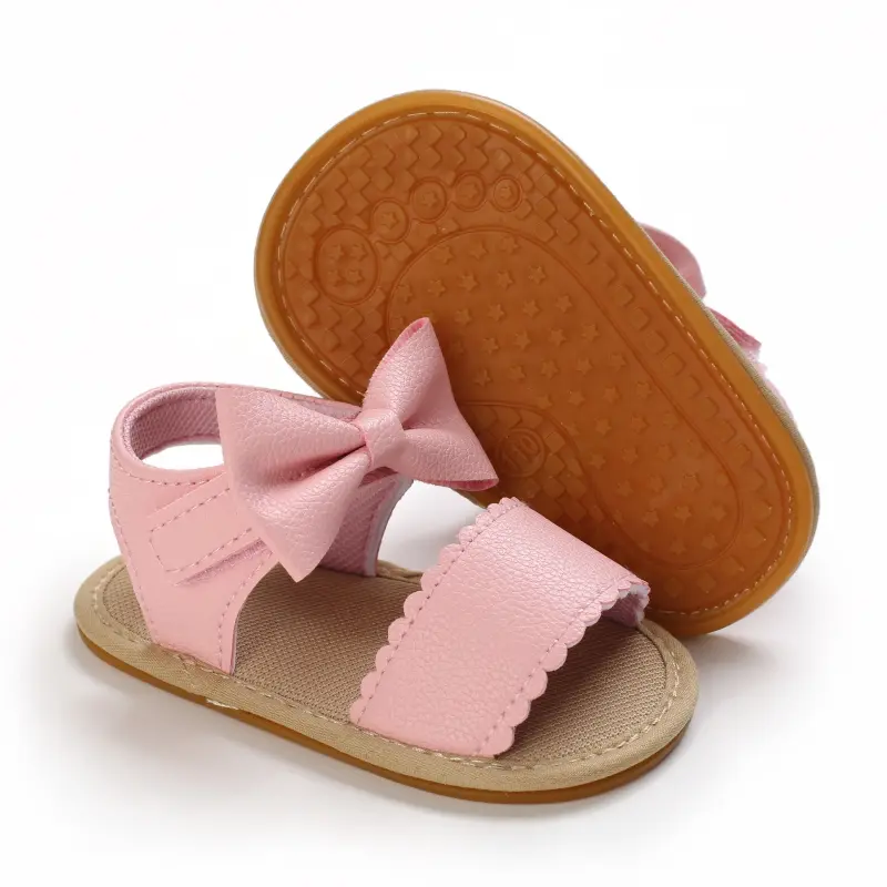 Summer Baby Shoes Toddler Flats Baby Sandals Soft Rubber Sole Anti-Slip Bowknot Crib First Walker Baby Boys Girls Shoes