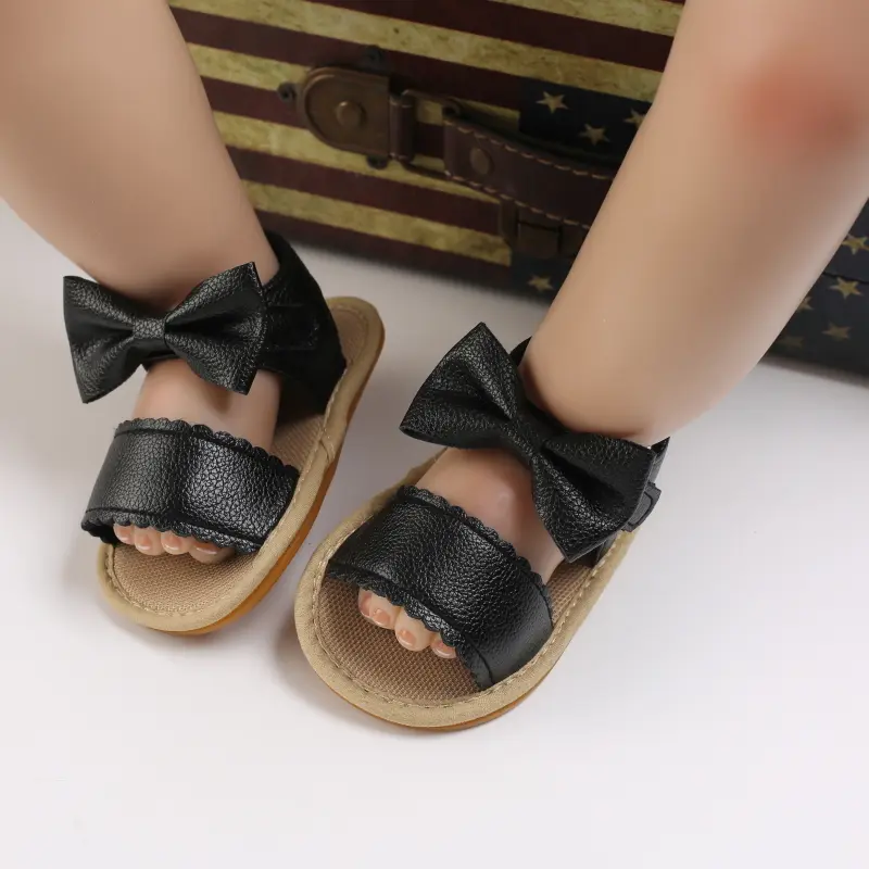 Summer Baby Shoes Toddler Flats Baby Sandals Soft Rubber Sole Anti-Slip Bowknot Crib First Walker Baby Boys Girls Shoes