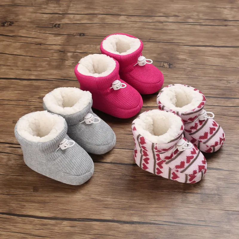 Infant Girls' Ankle High Casual Soft Fabric Sneakers, Round Toe Slip-On with Heart Pattern, Comfortable Indoor Walking Shoes fo