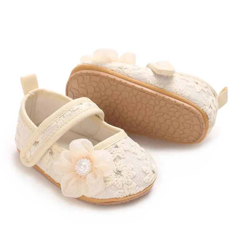 Sweet Mary Jane Baby Girl Shoes with Bow and Flower Embroidery, Comfortable Soft Sole Princess Flats for Daily, Party, Wedding -