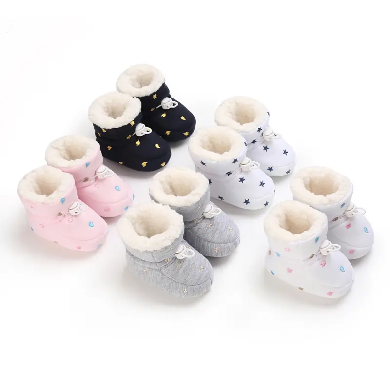 Infant Girls' Ankle High Casual Soft Fabric Sneakers, Round Toe Slip-On with Heart Pattern, Comfortable Indoor Walking Shoes fo