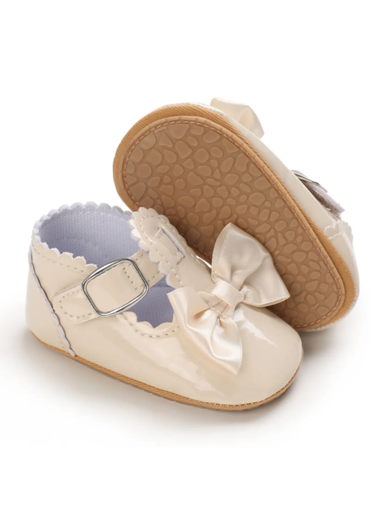Baby Girls Shoes Classic Bowknot Rubber Sole Anti-slip PU Girls Dress Shoes First Walker Toddler Crib Baby Shoes