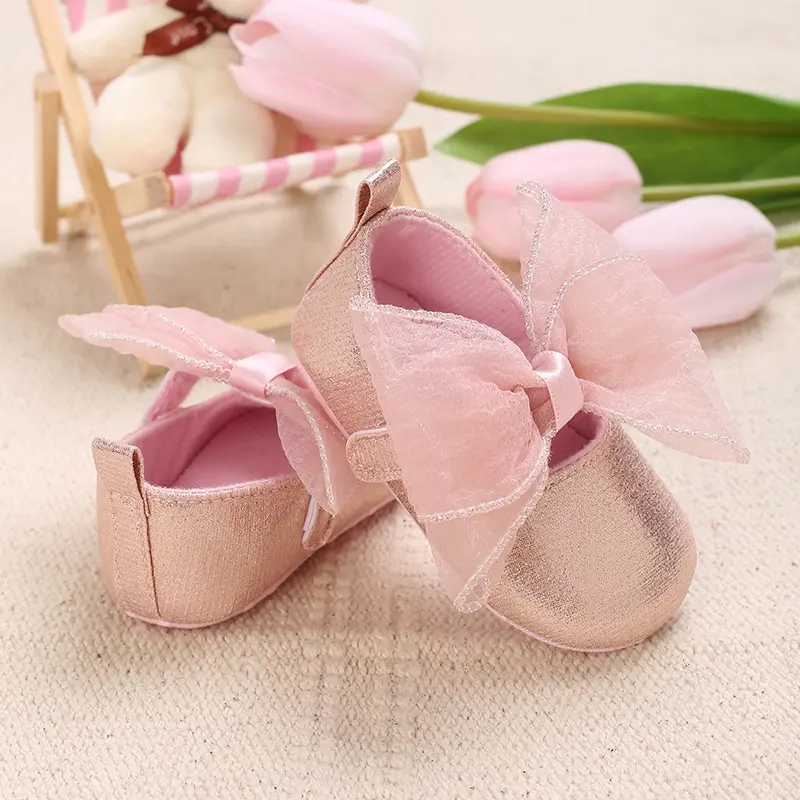 Solid Color Mary Jane Infant Footwear with Bow & Heart Designs - Non-Slip Walking Footwear in Black, Pink, Golden for Spring/Fal