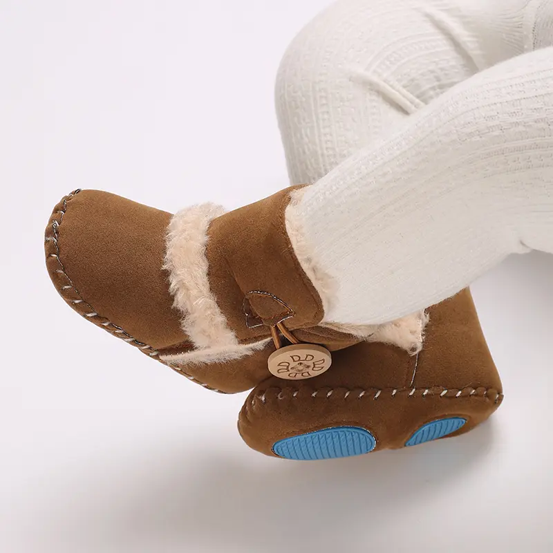 Cozy Winter Baby Boots - Soft Furry Shoes with Anti-Slip Sole, Warm Plush Lining for Boys & Girls 0-1 Year, Pink & Beige, High-T