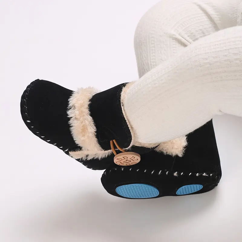Cozy Winter Baby Boots - Soft Furry Shoes with Anti-Slip Sole, Warm Plush Lining for Boys & Girls 0-1 Year, Pink & Beige, High-T