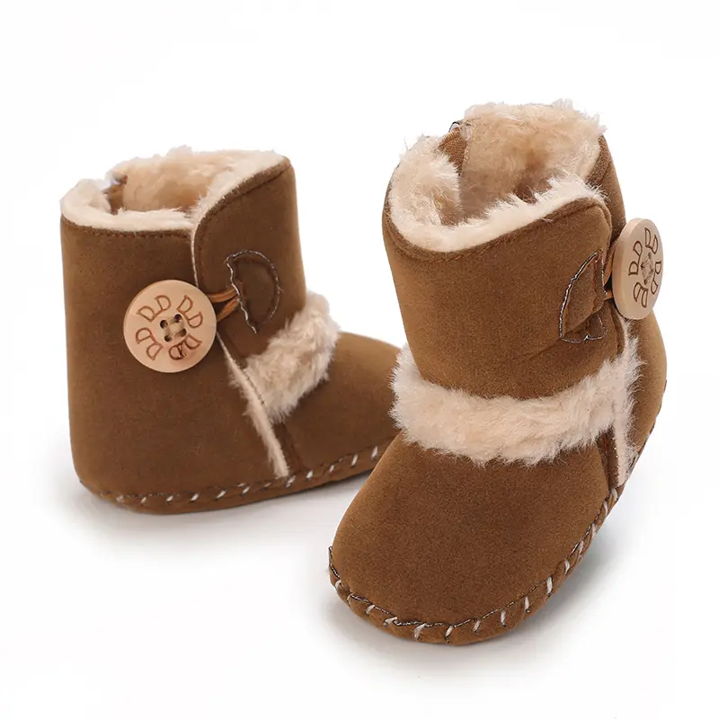 Cute princess baby shoes, soft winter walking shoes for girls and cashmere socks, newborn warm shoes