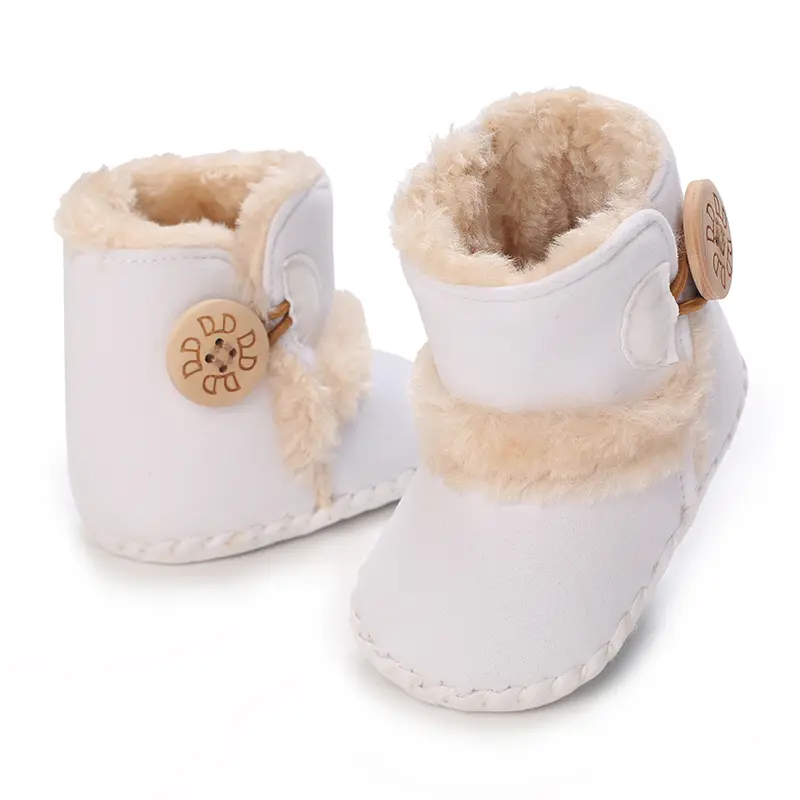 Cute princess baby shoes, soft winter walking shoes for girls and cashmere socks, newborn warm shoes