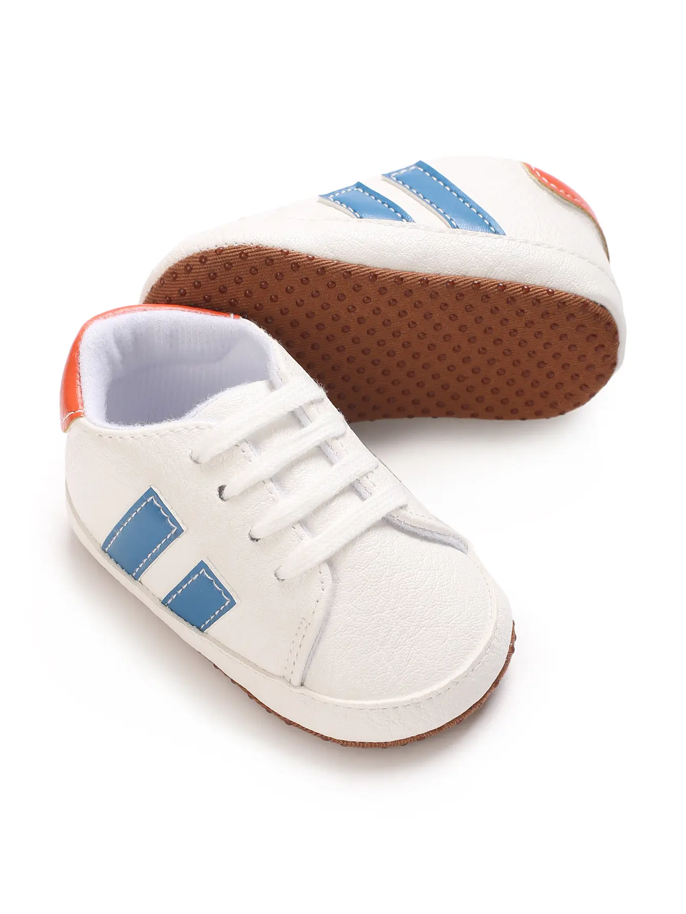 0-1 Year Unisex Casual Sneakers - Soft Non-Slip Sole, Closure, Breathable PU & Fabric, Striped/Solid Colors for Everyday & Outdo