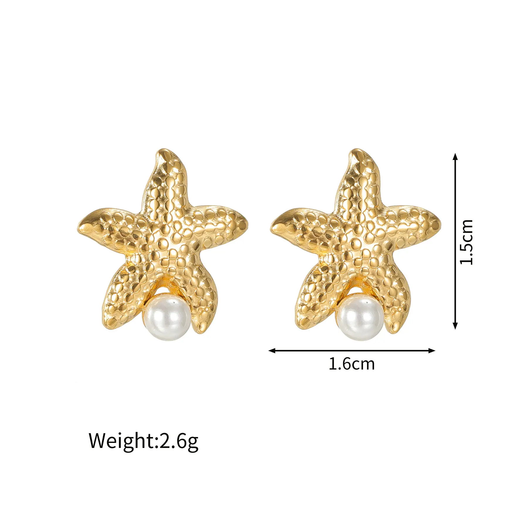 Freeteeme Trendy Starfish Imitation Pearl Earrings for Women 18K Gold Plated Ocean Style Ear Studs Beach Jewelry Birthday Gifts