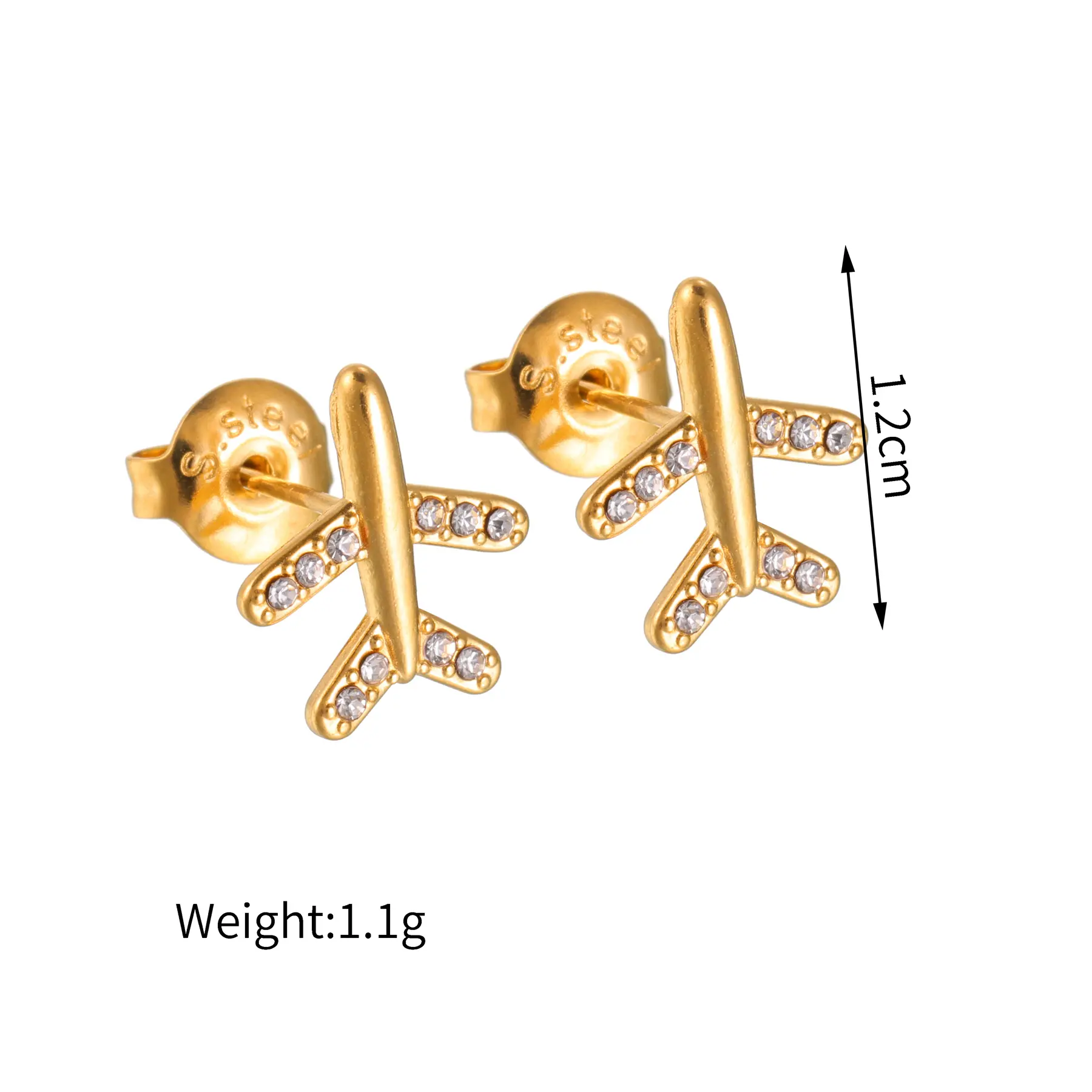 Freeteeme Multiple Styles Stud Earring for Women Gold Color Stainless Steel Zircon Heart Butterfly Earrings Wedding Jewelry Gift