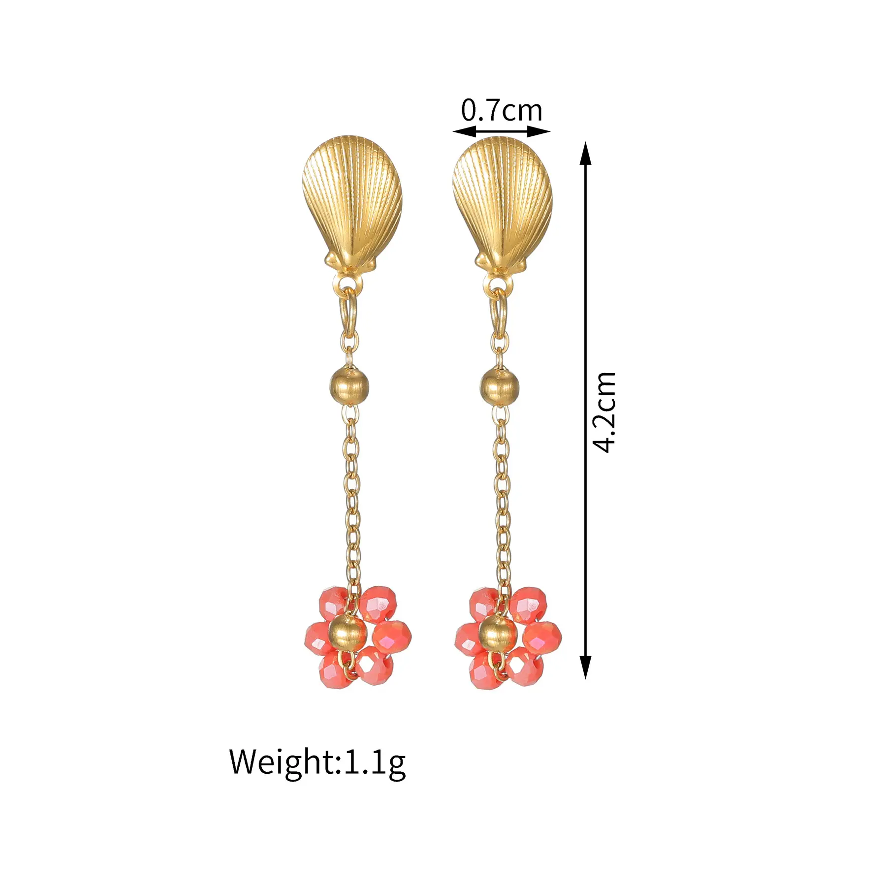 Freeteeme Bohemian Multi-Color Flower Shell Tassel Earrings for Women Stainless Steel Fashion Ear Studs Beach Jewelry Daily Gift