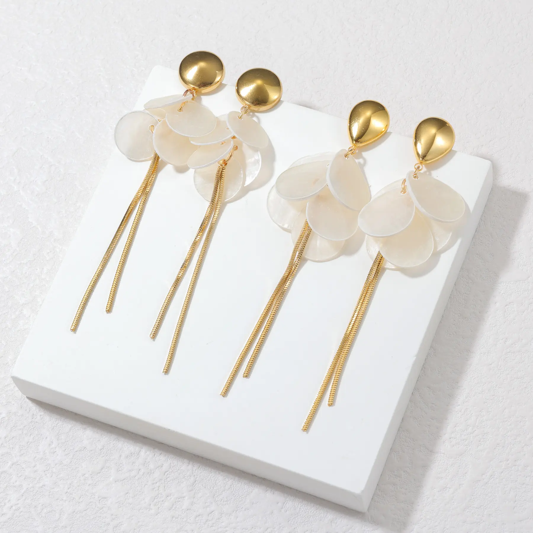 Freeteeme Geometric Square Round Acrylic Pieces Tassel Earrings for Women 18K Gold Plated Flower Ear Studs Jewelry Birthday Gift