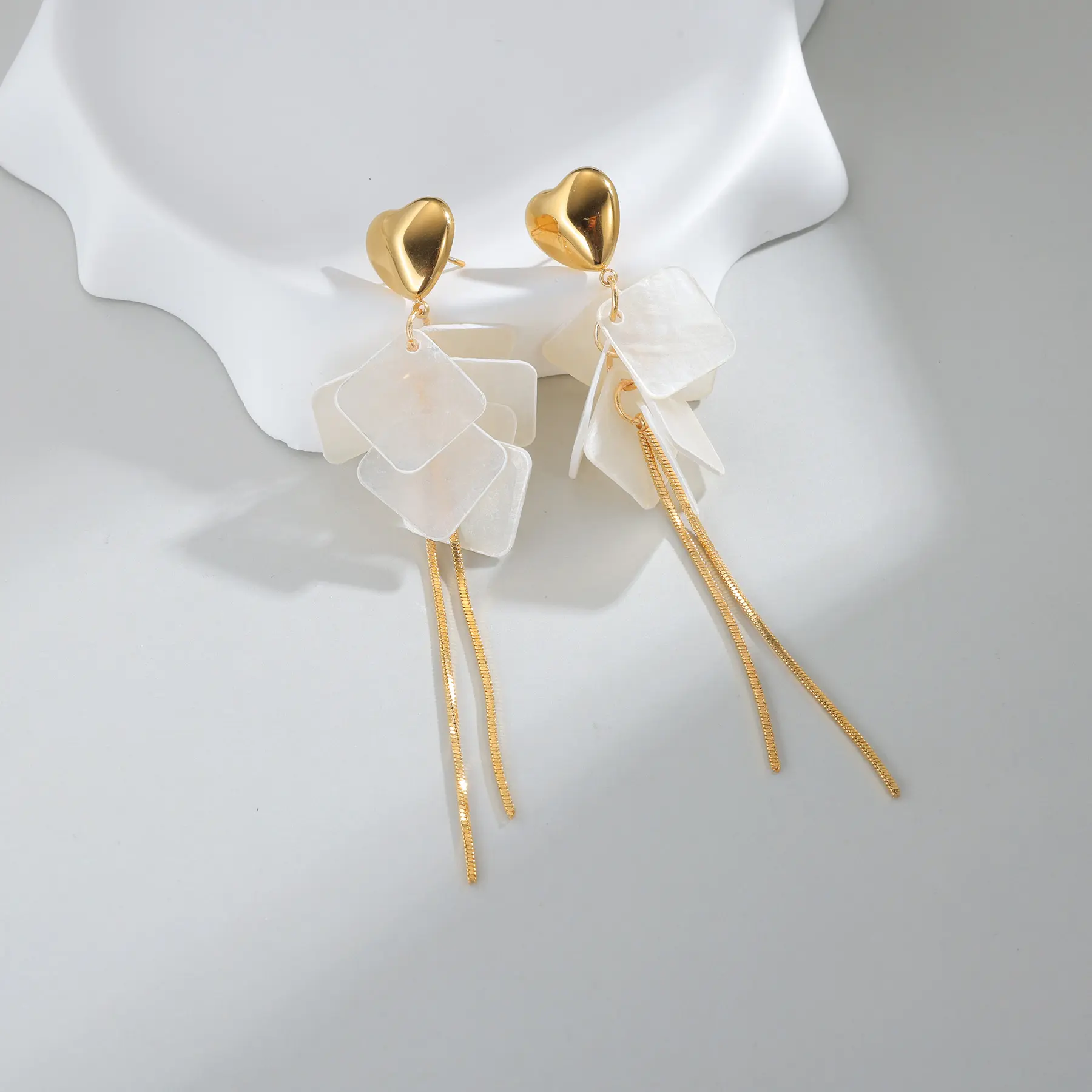 Freeteeme Geometric Square Round Acrylic Pieces Tassel Earrings for Women 18K Gold Plated Flower Ear Studs Jewelry Birthday Gift